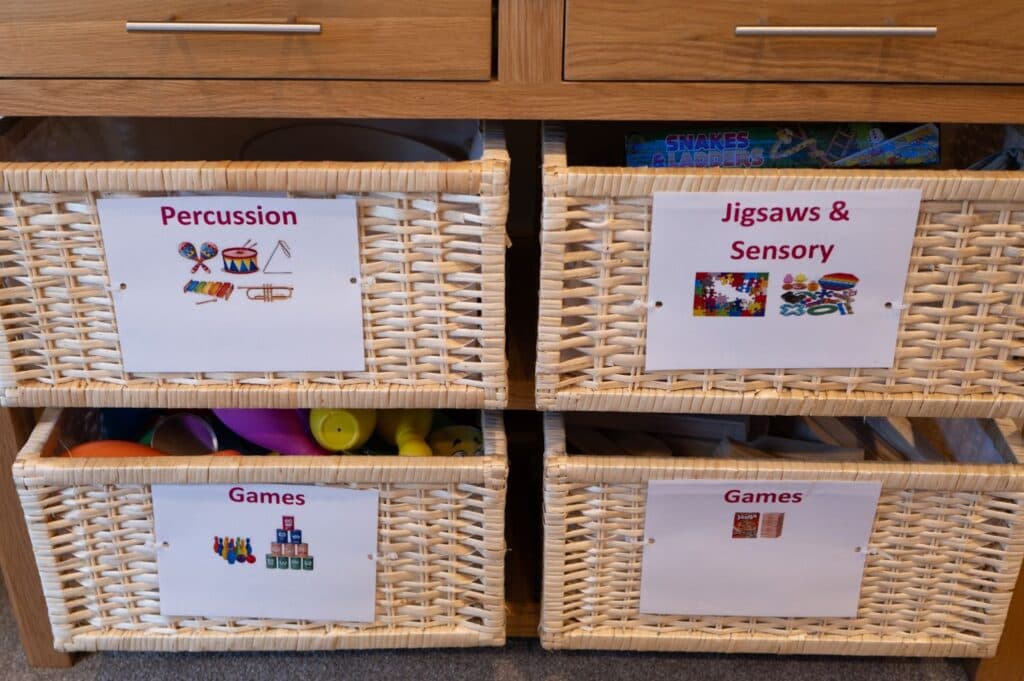 Drawers in Sensory Room