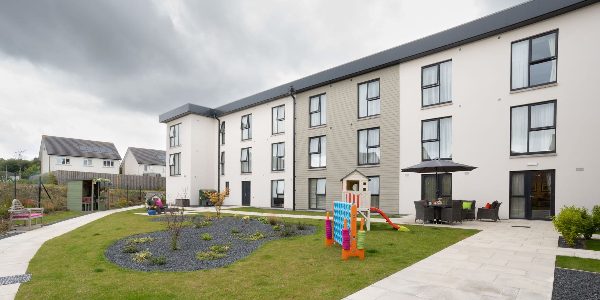 Patio & Play Area at Woodlands