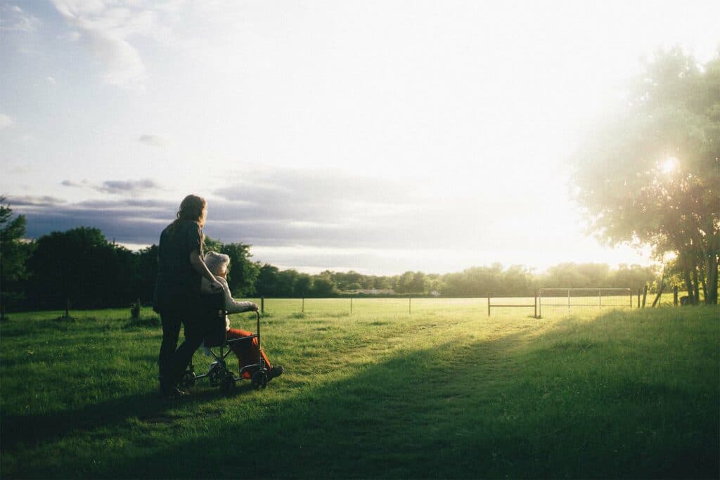 A resident overlooking a field