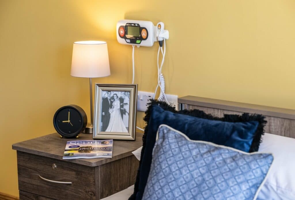 Bed with Bedside Table & Nurse Call System